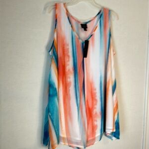 NWT Worthington “Fredia2” Multicolor Art Lined Tank Top. Size 1X